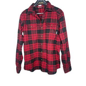 Columbia Red Plaid Thick Button Up Casual Flannel Shirt Heavy Jacket Large D1